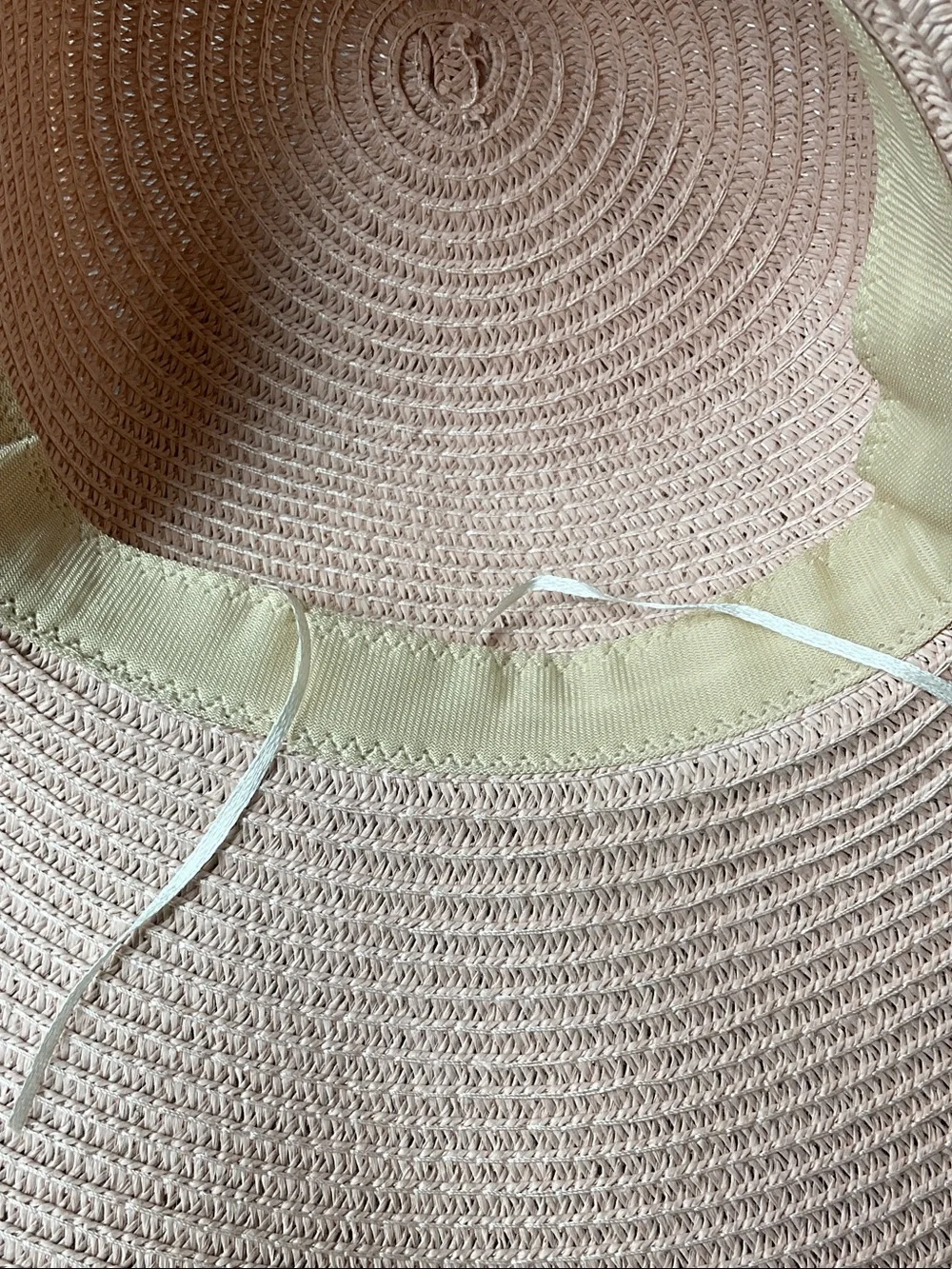 Wide Brim Straw Sun Hat with Black Ribbon - Blush Pink